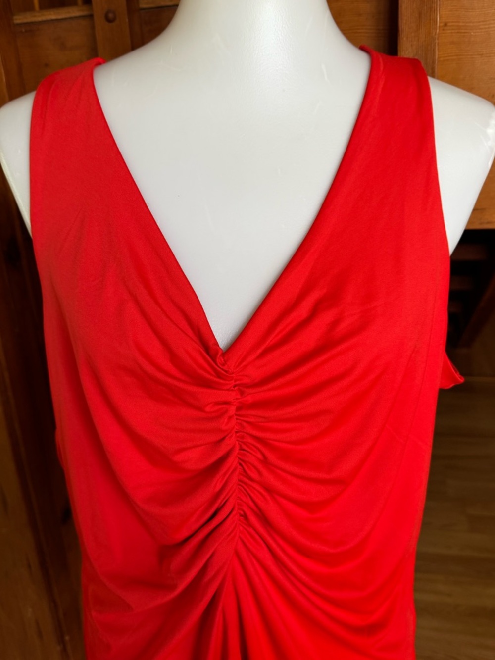 BAR III size 2X Women's Red orange Ruched V-Neck Tank Top blouse - Picture 2 of 8